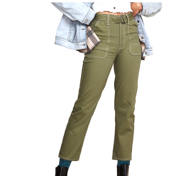 Signature by Levi Strauss & Co. Juniors' High Rise Utility Slim Crop Jeans 7 28 - Picture 2 of 9